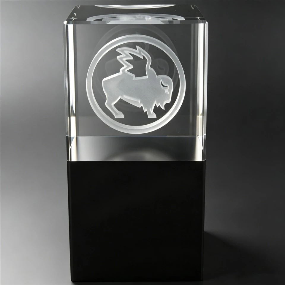 3D Laser Etched Black Base Crystal Trophy factory