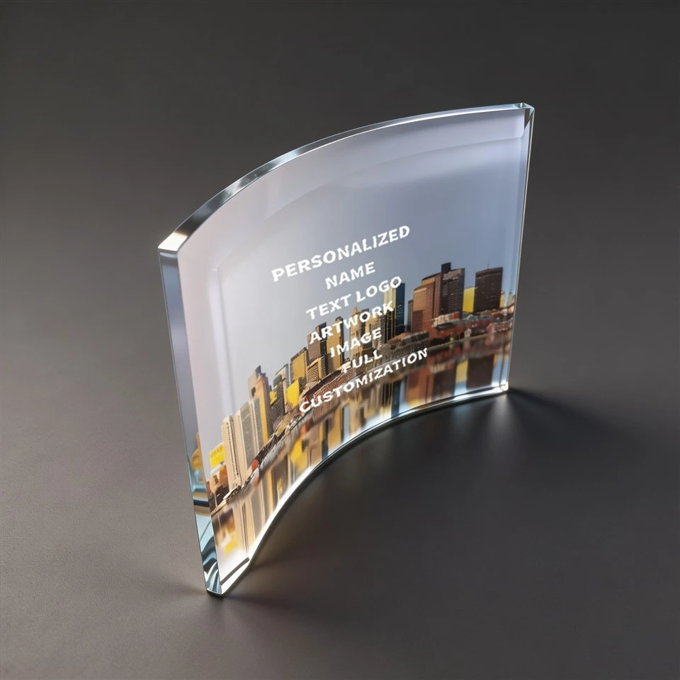 Curved Rectangle Crystal Custom Award Plaque high quality