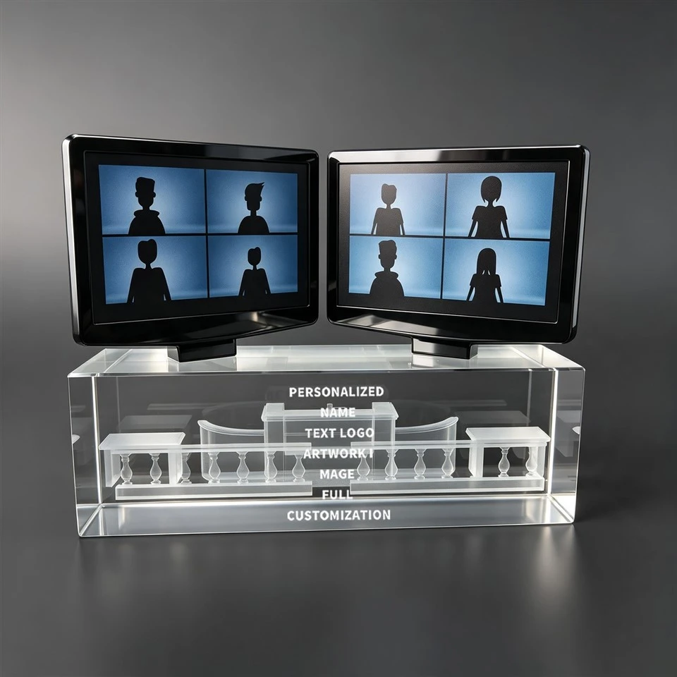 Dual Monitor Desk Clear Crystal Trophy suppliers