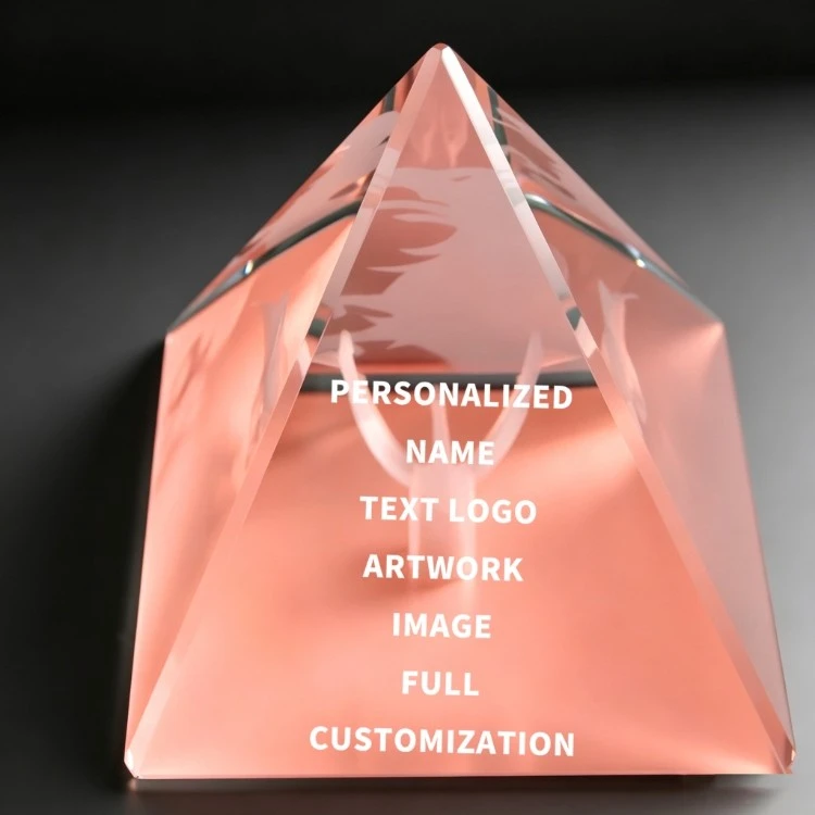 Pyramid-shaped 3D Carved Crystal Ornament factory