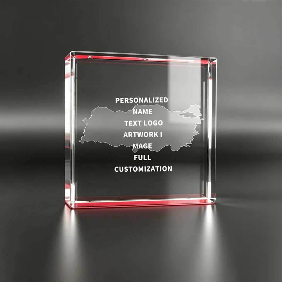 Red Pedestal Map Custom Crystal Plaque suppliers