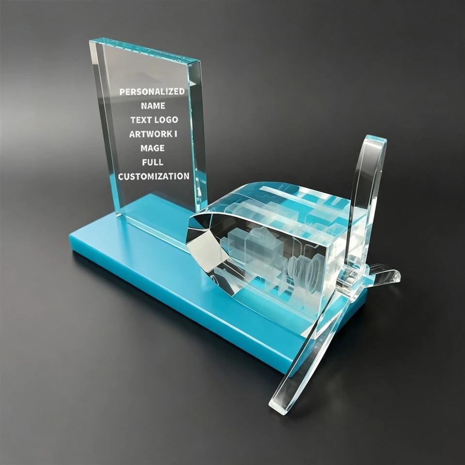 Turbine Model Cyan Base Crystal Trophy factory