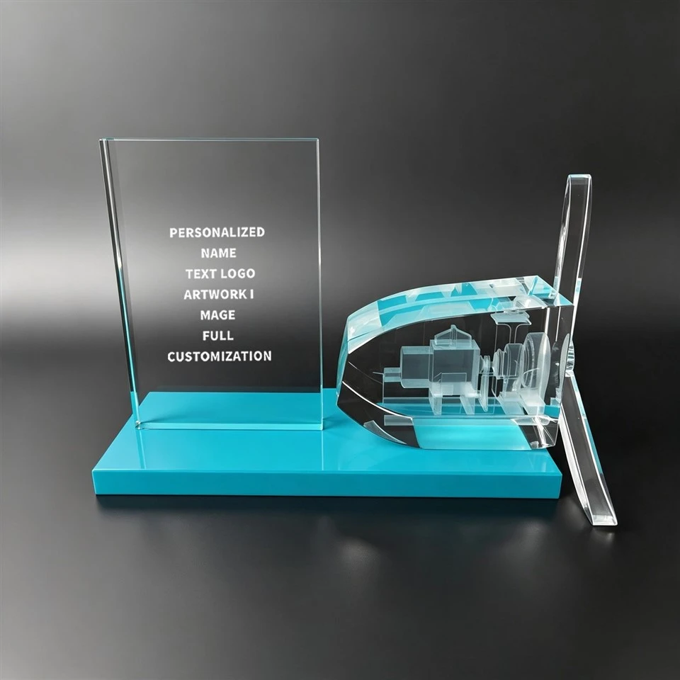 Turbine Model Cyan Base Crystal Trophy suppliers